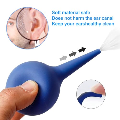 Ohrenreiniger 60ml,Ohren Reinigung Set,Ohrenschmalzentferner Silikon,Ohrendusche für Baby Kinder Erwachsene,2 Stück (Blau)