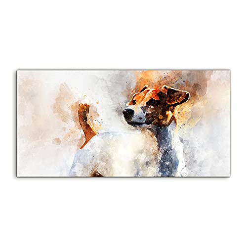 Tableau sur verre aquarelle Jack Russell pour décorer un salon ou une chambre moderne