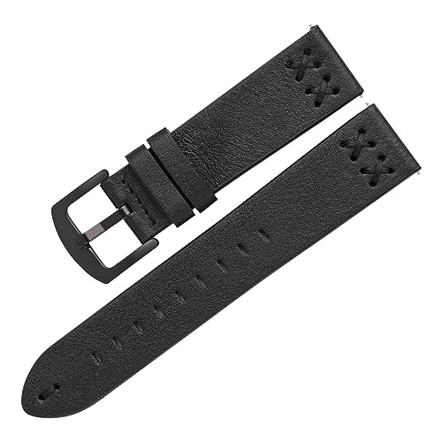 Bracelet de montre en cuir cousu main FYXT chic vintage 20mm 22mm boucle acier