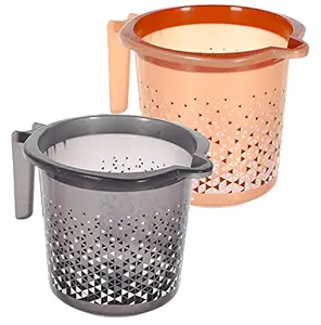 Heart Home Tinted Print Plastic Bathroom Mug 1.5 Litre- Pack of 2 (Beige & Brown & Black)-46HH0243