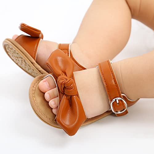 Girls Kids Open Toe Sandals Bow Leather Adjusted Buckle Strap Barefoot Shoes Baby Childrens Flat Wide Shoes Light Comfy4