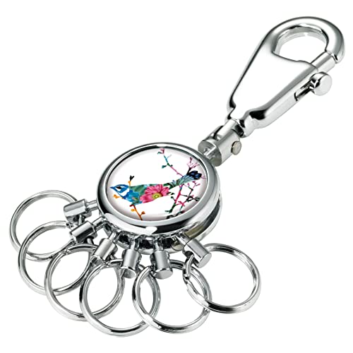 Troika BIRDIE – #KYR01-A117 – Keyring with carabiner hook – 6 exchangeable rings – metal– shiny – chrome plated – multicoloured original