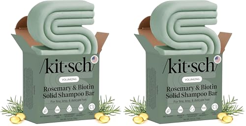 Image of Kitsch Rosemary & Biotin Shampoo Bar - For Hair Growth, Strengthening, Thickening & Volumizing Shampoo for Women and Men - Free of Parabens, Sulfates & Silicones - Made in USA - 3.2 oz (Pack of 2)