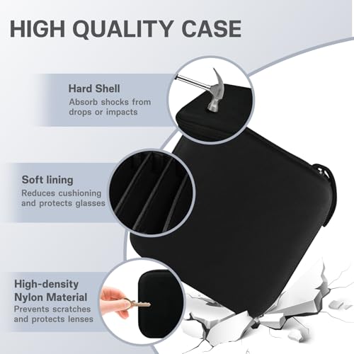 Image of Glasses Case Hard Shell Adjustable Slots Sunglasses Case for Multiple Pairs, for Travel, Trip, Camping