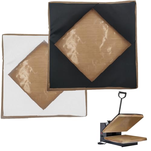 Heat Press Platen Wrap Cover, Upgraded Version, Non-Stick Heat Resistant Teflon Protector for Protecting Sublimation Heat Pressing Machine Plate from Residue, Inks, Adhesives (2Pack 15x15 inch)
