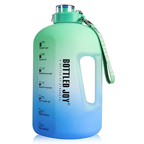 BOTTLED JOY Half Gallon Water Bottled, BPA Free 84oz Large Water Bottle Hydration with Motivational Time Mark Leak-Proof Drinking 2.5L Water Bottle for Camping Workouts and Outdoor