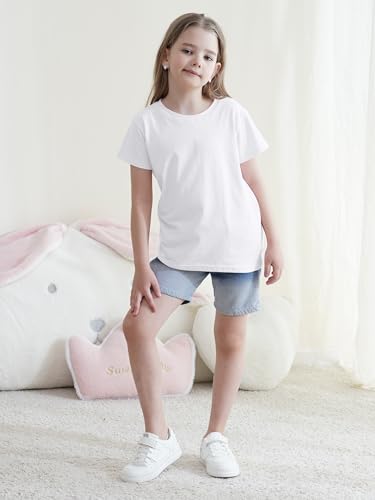 Image of 5 Pack Girls Shirts Short Sleeve T-Shirts Cotton Tshirts Tees Kids Clothes | Classic Fit Shirts for 2T-18Y, Mix & Match Clothes for School /Play /Summer Wear, Soft & Breathable, Long-lasting & Easy Care