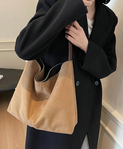 Large Tote Bag for Women Leather Shoulder Bag Stylish Brown Handbags Retro Soft Purse Work Travel 20254