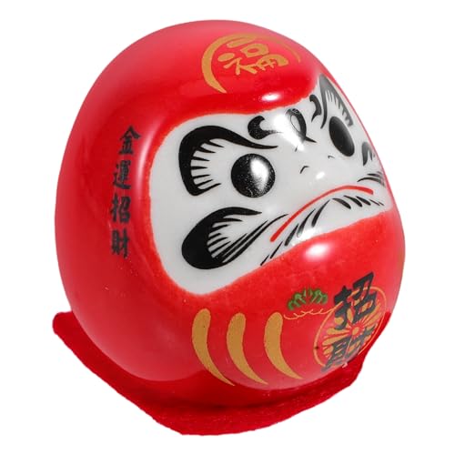 Figurine Daruma japonaise en porcelaine rouge un cadeau porte-bonheur idéal