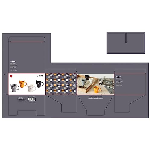 Balvi Set da Cafè Meow! 4 Tazze a Forma di Gatto