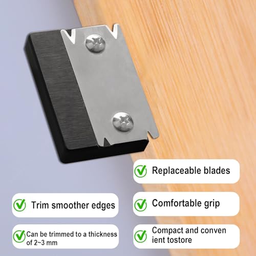 KAIYAYA Kantenschneider Umleimer mit 1 Ersatzklinge Kantenhobel Tragbar Furnierkantenschneider Rutschfest Handhobel Kantenhobel Holz Schwarz Manueller Kantenanleimschneider für Holz PVC ABS