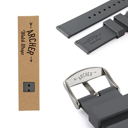 Archer Watch Straps - Silicone Quick Release Soft Rubber Replacement Watch Bands (Graphite, 18Mm) #TOP5