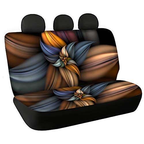 BIGCARJOB Retro Flower Unique Flat Cloth Car Seat Cover 4 pc Front Drive Seat Protective Cover,Bench Cover,Automotive Interior Protective Accessiores for Women Girls - Thumbnail 2