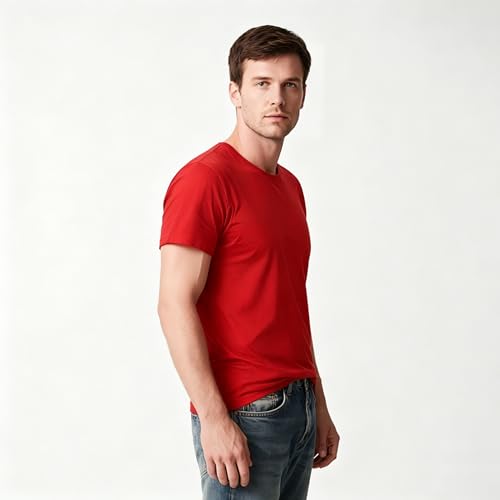 Image of ORJ 2 Pack Men t Shirts Crew Neck Short Sleeve Men's Undershirt Plain Polyester tee Bulk Stretch Soft Tees