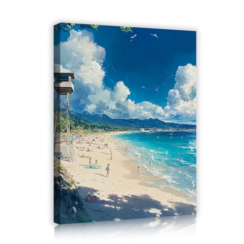 Art de mur de plage CHERHERART : tableau océan chic 45x60cm pour salon moderne