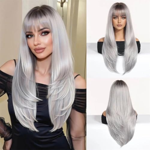 Women's Spring Fall Medium Straight With Bangs Daily Fake Hair