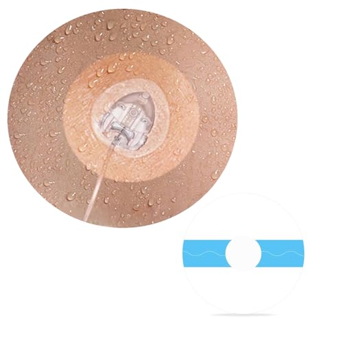 30 Pcs Waterproof Infusion Site CGM Adhesive Patches for Medtronic 780G/770G Tandem t:Slim X2/ Mobi - Hypoallergenic Sensor Adhesive Tape with 0.8 Hole 14-Day Wear Pre-Cut Breathable Clear Patch