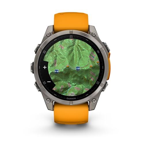 Image of Garmin Fenix 8, 47mm, AMOLED, Sapphire, Smartwatch, Titanium with Spark Orange /Graphite Silicone Band