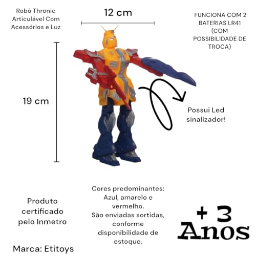 Robô Thronic Articulável Luz 19cm Brinquedo Infantil Menino