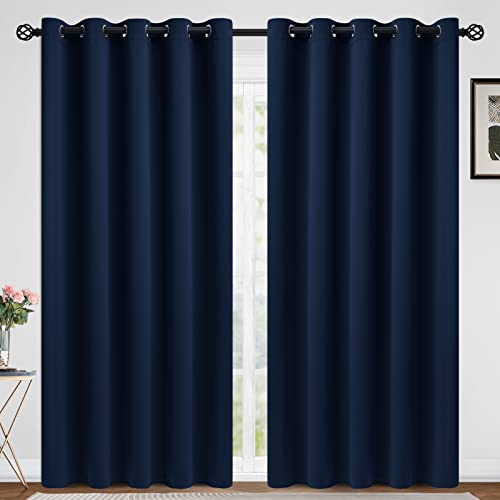 Image of COSVIYA Grommet Blackout Room Darkening Navy Blue Curtains 84 inch Length | Light Blocking Insulated Thermal Curtains for Bedroom /Living Room, Thick Polyester Window Drapes,70x84 inches, 2 Panels