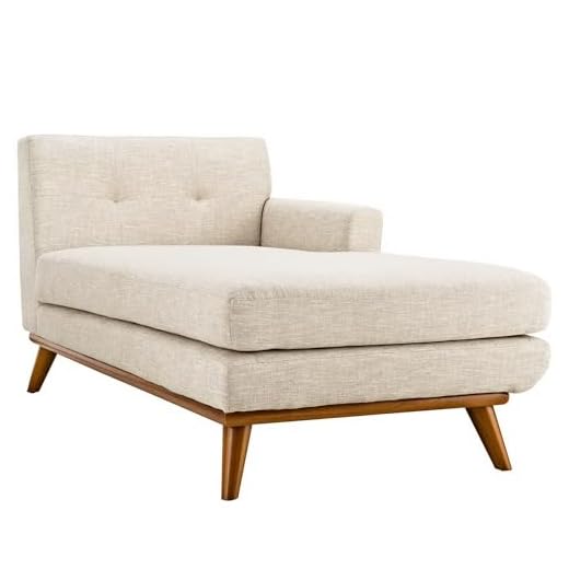Modway Engage Mid-Century Modern Upholstered Fabric Right-Arm Chaise in Beige
