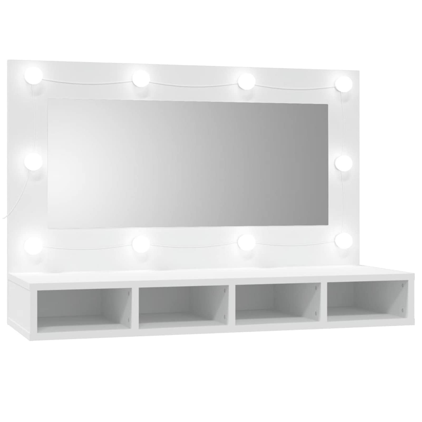 Mobile a Specchio con LED Bianco 90x31,5x62 cm,Armadietto bagno con luce Specchio contenitore con Illuminazione LED