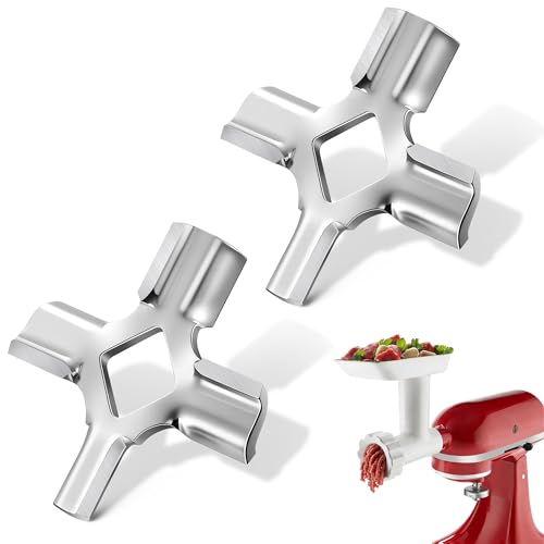 Mysora Lot de 2 couteaux à lame de hachoir à viande compatibles avec KitchenAid FGA 4162144, 9706857, W10408733, WPW10408733, hachoir en acier inoxydable de...