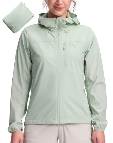 Pioneer Camp Windbreaker Damen Laufjacke Windjacke Leicht Wasserdicht Atmungsaktiven-UPF 100+ SonnenschutzWasserabweisend Robust-Reisen Laufen Wandern(Green;M)