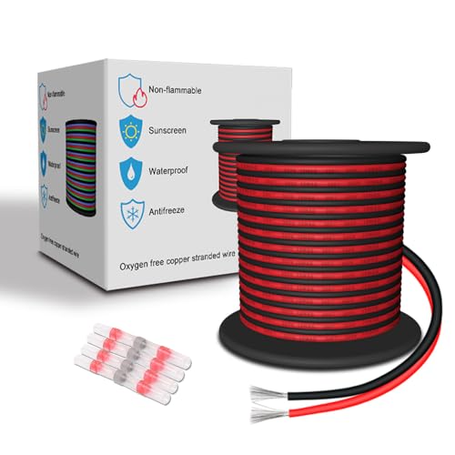 LEADTOPS Cable Eléctrico de Silicona de 18 AWG, Rojo/Negro 10 Metros/color 0,33 mm² 2 Cordones 18/2 Conexión Flexible Cable de Cobre Estañado Trenzado