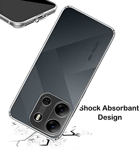 Image of Soft Silicone TPU Back Cover Compatible with Tecno Pop 7 Pro, Transparent