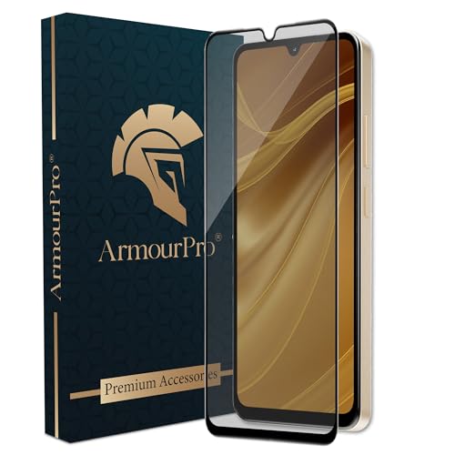 Image of ArmourPro Military Grade Matte Anti-Glare Tempered Glass Screen Protector for Poco C71 (6.887 Inch) With Installation Kit | Edge to Edge Coverage | Black