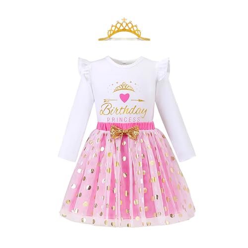 Image of LYSMuch Toddler Girls Long-Sleeve Birthday Outfits Shirt