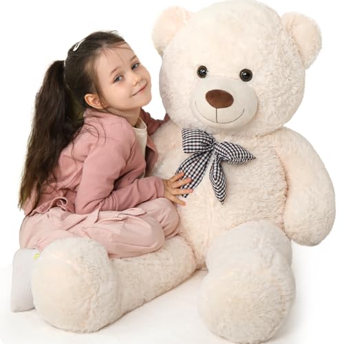 Image of MaoGoLan Giant Teddy Bear Plush Toy - Ultra Soft & Cute Large Stuffed Animal 39 inches, Perfect for Baby Showers, Birthdays, Valentines Day Gifts (Kids, Couples, Family),Beige