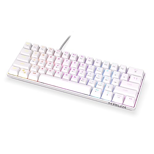Krux Qara 60% White, petit clavier 60%, interrupteurs mécaniques Outemu Red, rétroéclairage de zone | KRX0138