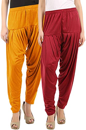 Image of Buy That Trendz Womens Patiala Pants Combo Pack of 2 Viscose Dhoti Patiyala Salwar Harem Bottoms Pants