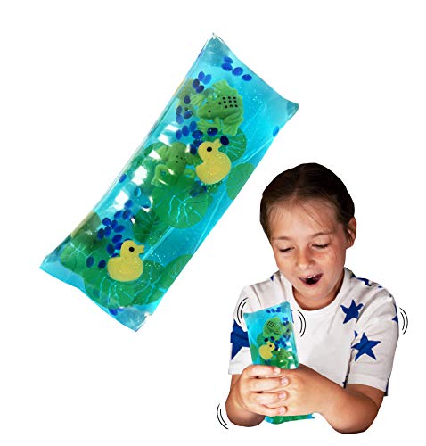 Wiggly Jiggly - Pond Life from Deluxebase. Large Super Squishy Water Snake Fidget Toy with Duck and Frog Figures. Great Sensory Toy for Autism and ADHD