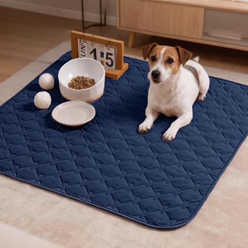 Image of gogobunny 100% Double Sided Waterproof Dog Blanket Soft Pet Bed Cover Reversible Protect Furniture Couch Sofa Car for Puppy Large Dog Cat (Dark Navy /Light Navy, 30x30 Inch (Pack of 1))
