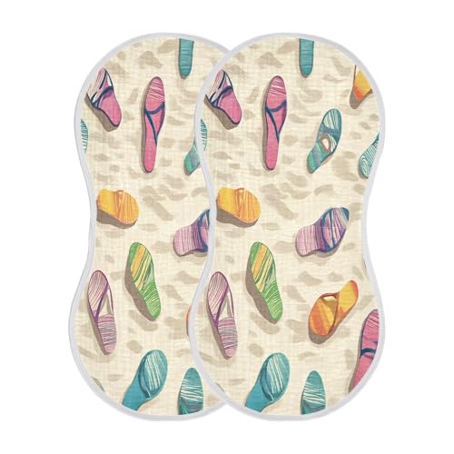 JUZIHAI 1Pack Beach Slippers Baby Burp Cloths Soft Cotton Burp Rags,Super Absorbent Burp Cloth Bag for Newborn Baby Boys/Girls2