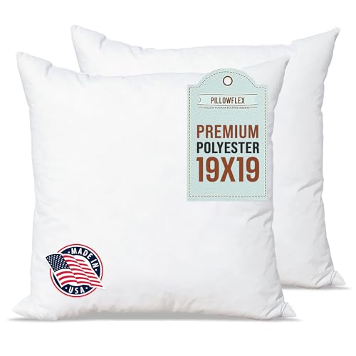 Pillowflex Premium Polyester Pillow Insert - 19x19 Soft Decorative Pillow