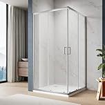ELEGANT 760 x 760 mm Corner Entry Shower Enclosure with 6mm Toughened Glass - Reversible Smooth Screen Shower Cubicle for Bathrooms