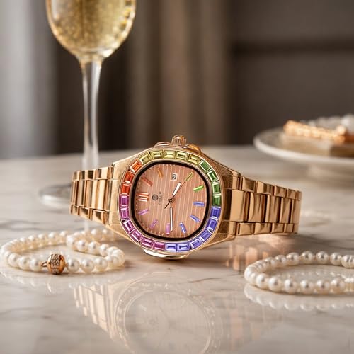 Image of Carlton London Grace Women Analog Watch, Round Dial, Stainless Steel Strap, Quartz Movement, Multi Color Strap, Date Display, 30M Water Resistant