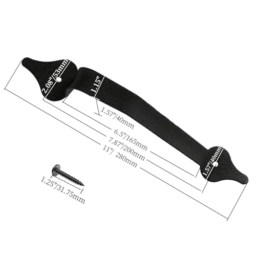 Image of 11 Inch Leaf Arc Barn Door Handle - Black Cast Iron Pull for Sliding Doors, Gates, Sheds, Fences, Closets - Indoor Outdoor Farmhouse Hardware