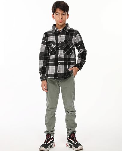 Image of ThCreasa Boys Sherpa Lined Plaid Button Shirt Jacket