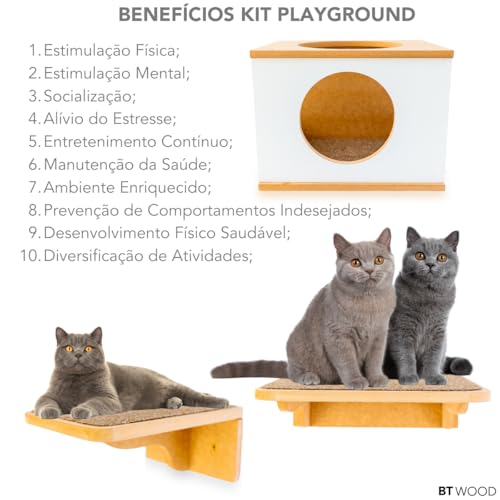 Playground Para Gatos 9pçs Já Montados Resistente Com Kit Fixação Premium
