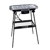 Aliyoham Electric Grill Outdoor/Indoor Electric BBQ Grill, Non-stick Plate Smokeless with Thermostat, Portable Removable Stand Grill, Home Kitchen Garden Barbeque, Grill Size 15x9 inch, 1700W Black