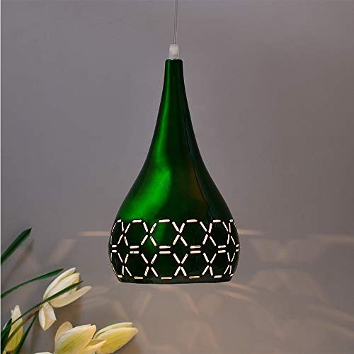 Image of Homesake Glossy Spining Top Hanging Pendant Lamp, Ceiling Light (Green, Cross-Cut)