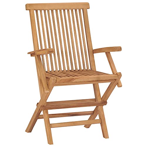 Meubletmoi Fauteuil de Jardin Pliant en Bois de Teck Massif huilé avec accoudoirs pour Table de...