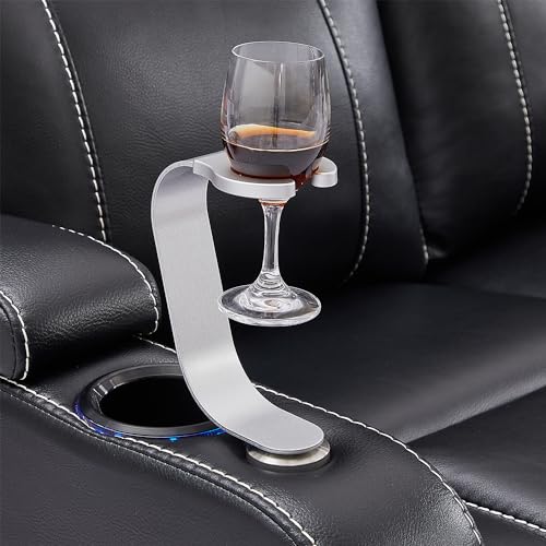 Weilianda Home Theater Seating Series Swivel Wine Glass Holder Sofa Accessories Silver