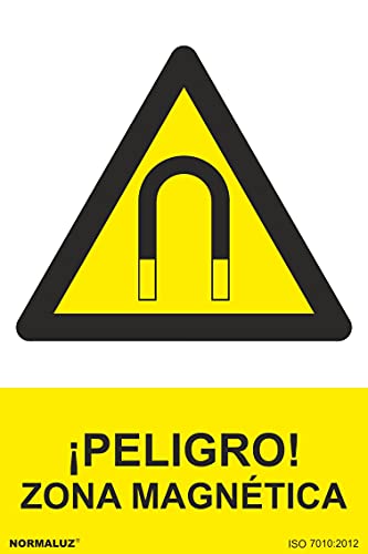 Normaluz Rd31032 - Señal ¡Peligro! Zona Magnética Pvc Glasspack 0,7 Mm 30X40 Cm Con Cte, Ripci