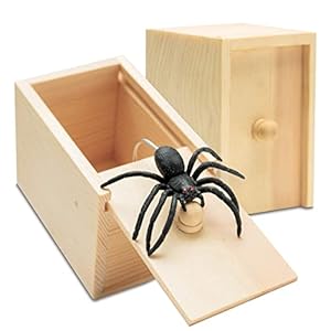 Fake Spider in a Box Prank Gift for Adults Kids,Handmade Wooden Pop Out Scare Surprise Boxes Joke Toys Halloween